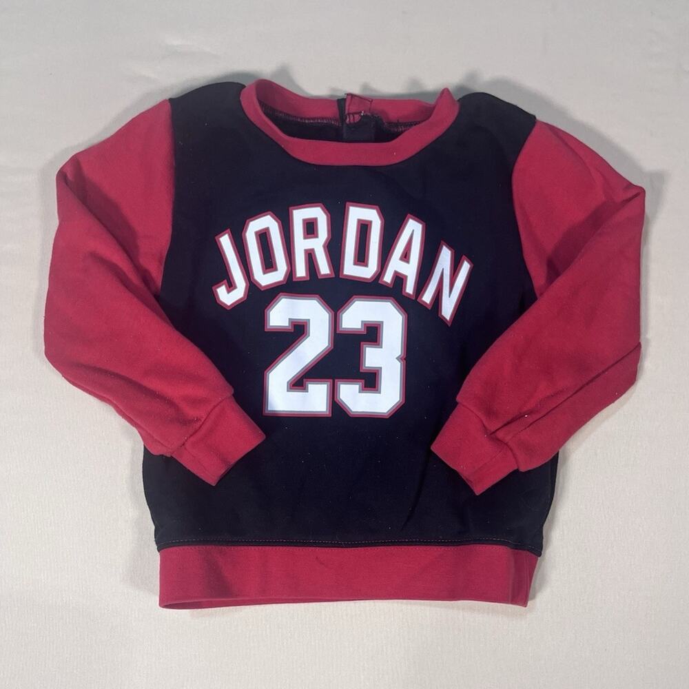 Jordan 23 Toddler Sweatshirt 24M Black/Red Crewneck Long‎ Sleeve Logo